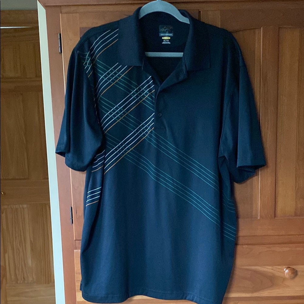 Greg Norman Black Striped Polo Shirt